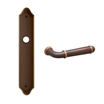 1340 Hartu deurkruk op langschild BB56, matbrons