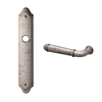 1340L Hartu deurkruk op langschild PC85 linkswijzend, antiek chroom