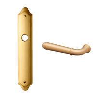 1340L Hartu deurkruk op langschild PC92 linkswijzend, satinmessing