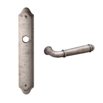 1340R Hartu deurkruk op langschild blind rechtswijzend, antiek chroom