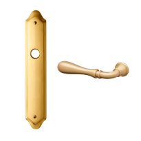 1420L Gou deurkruk op langschild PC55 linkswijzend, satinmessing
