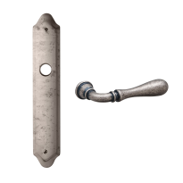 1420R Gou deurkruk op langschild rechtswijzend, antiek chroom