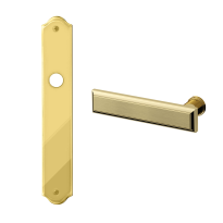 1740L Kuki deurkruk op langschild PC92 linkswijzend, messing gepolijst/satinmessing