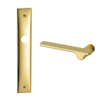 3190L Ara deurkruk op langschild blind linkswijzend, satinmessing/messing gepolijst