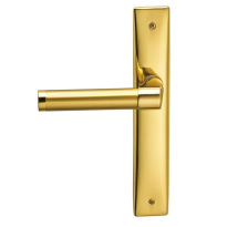 360L Tuc deurkruk op langschild BB56 linkswijzend, satinmessing/messing gepolijst