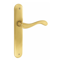 450R Ande deurkruk op langschild BB56 rechtswijzend, satinmessing
