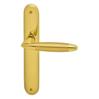 460 Totem deurkruk op langschild WC63/8, messing gepolijst/satinmessing