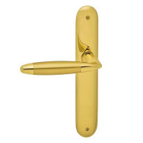 460L Totem deurkruk op langschild PC85 linkswijzend, messing gepolijst/satinmessing