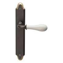 640 Doge deurkruk op langschild WC72/8, antiek brons