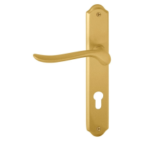 690L Rondo deurkruk op langschild linkswijzend, satinmessing