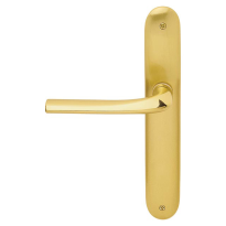 720L Filo deurkruk op langschild blind linkswijzend, satinmessing/messing gepolijst