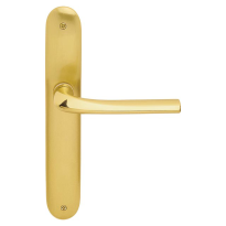 720R Filo deurkruk op langschild PC92 rechtswijzend, satinmessing/messing gepolijst