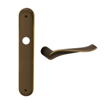 730R Spin deurkruk op langschild blind rechtswijzend, matbrons