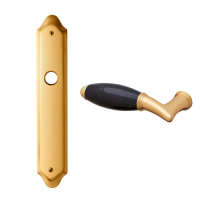 8000L Paros deurkruk op langschild PC72 linkswijzend, messing gepolijst 