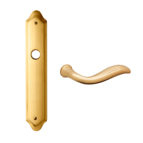 980 Plisse deurkruk op langschild, messing gepolijst/satinmessing 