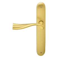 990L River deurkruk op langschild PC72 linkswijzend, satinmessing 