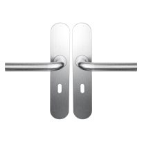 BLA100 RVS Geborsteld L-Model 19mm Deurkruk op Schild afgerond BB 56