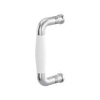 Deurgreep jaren 30 Ika RVS geborsteld met wit 130x60mm