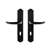 GPF6205.60 smeedijzer zwarte deurkruk Uhka op schild BB72, 238x41x4mm