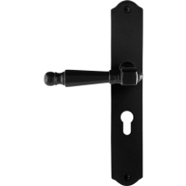 GPF6210.60L/R smeedijzer zwarte deurkruk Mela op schild PC55 238x41x4mm, links-/rechtswijzend