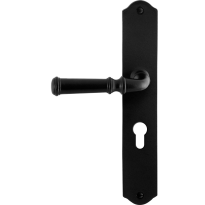 GPF6220.60L/R smeedijzer zwarte deurkruk Meri op schild PC55 238x41x4mm, links-/rechtswijzend
