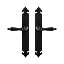 GPF6215.60 smeedijzer zwarte deurkruk Muki op langschild, 291x41x4mm
