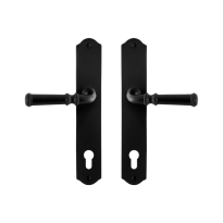 GPF6220.60 smeedijzer zwarte deurkruk Meri op schild PC92, 238x41x4mm