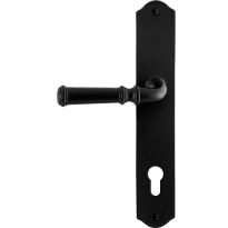 GPF6220.60L/R smeedijzer zwarte deurkruk Meri op schild PC85 238x41x4mm, links-/rechtswijzend