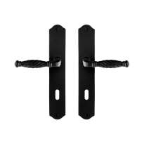 GPF6225.60 smeedijzer zwarte deurkruk Tuli op schild BB72, 238x41x4mm