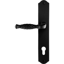 GPF6225.60L/R smeedijzer zwarte deurkruk Tuli op schild PC85 238x41x4mm, links-/rechtswijzend
