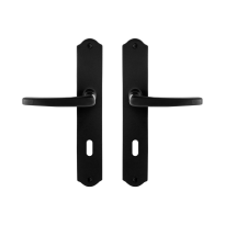 GPF6230.60 smeedijzer zwarte deurkruk Eno op schild BB72, 238x41x4mm