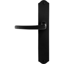 GPF6230.60L/R smeedijzer zwarte deurkruk Eno op schild 238x41x4mm, links-/rechtswijzend