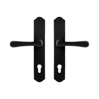 GPF6240.60 smeedijzer zwarte deurkruk Paju op schild PC85, 238x41x4mm