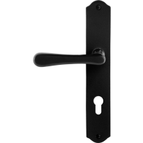 GPF6240.60L/R smeedijzer zwarte deurkruk Paju op schild PC72 238x41x4mm, links-/rechtswijzend