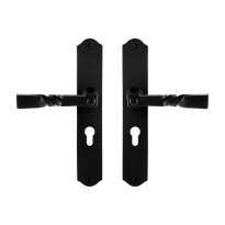 GPF6245.60 smeedijzer zwarte deurkruk Nokka op schild PC55, 238x41x4mm
