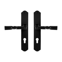 GPF6245.60 smeedijzer zwarte deurkruk Nokka op schild PC72, 238x41x4mm