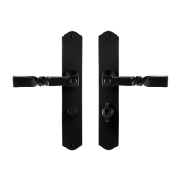 GPF6245.60 smeedijzer zwarte deurkruk Nokka op schild WC63/8, 238x41x4mm