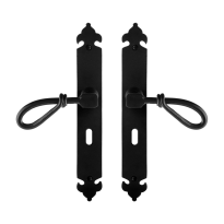 GPF6255.60 smeedijzer zwarte deurkruk Sula op langschild BB56, 291x41x4mm