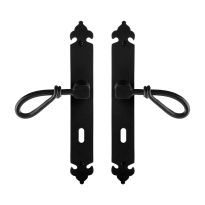 GPF6255.60 smeedijzer zwarte deurkruk Sula op langschild BB72, 291x41x4mm