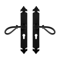 GPF6255.60 smeedijzer zwarte deurkruk Sula op langschild PC55, 291x41x4mm