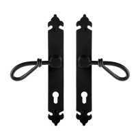 GPF6255.60 smeedijzer zwarte deurkruk Sula op langschild PC85, 291x41x4mm