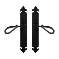 GPF6255.60 smeedijzer zwarte deurkruk Sula op langschild, 291x41x4mm