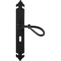GPF6255.60R smeedijzer zwarte deurkruk Sula op langschild BB56 291x41x4mm, rechtswijzend