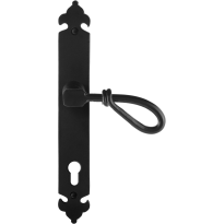 GPF6255.60R smeedijzer zwarte deurkruk Sula op langschild PC92 291x41x4mm, rechtswijzend