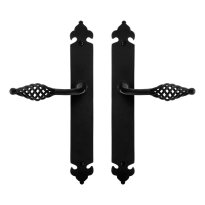 GPF6265.60 smeedijzer zwarte deurkruk Tane op langschild, 291x41x4mm
