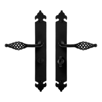 GPF6265.60 smeedijzer zwarte deurkruk Tane op langschild WC55/8, 291x41x4mm