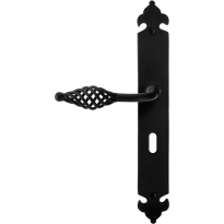GPF6265.60L/R smeedijzer zwarte deurkruk Tane op langschild BB56 291x41x4mm, links-/rechtswijzend