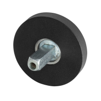 GPF8100.00.400 rozet 50x8mm zwart met vastgelaste knopvastzetter