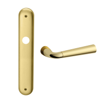 S100 Start deurkruk op langschild WC57/5, messing gepolijst/satinmessing