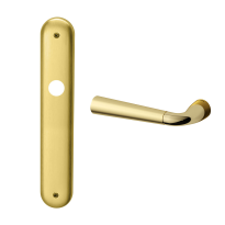 S90L Special deurkruk op langschild blind linkswijzend, messing gepolijst/satinmessing